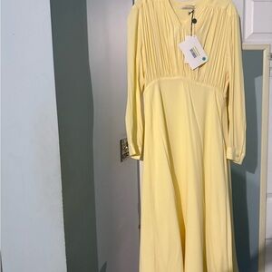 Yellow Pleated Sundress with Bishop Sleeves